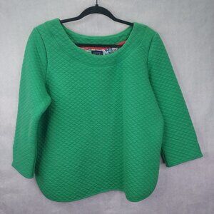 Joules Pickwell Sweater Women's Sz 12 Quilted Pullover Spring Green Split Cuff